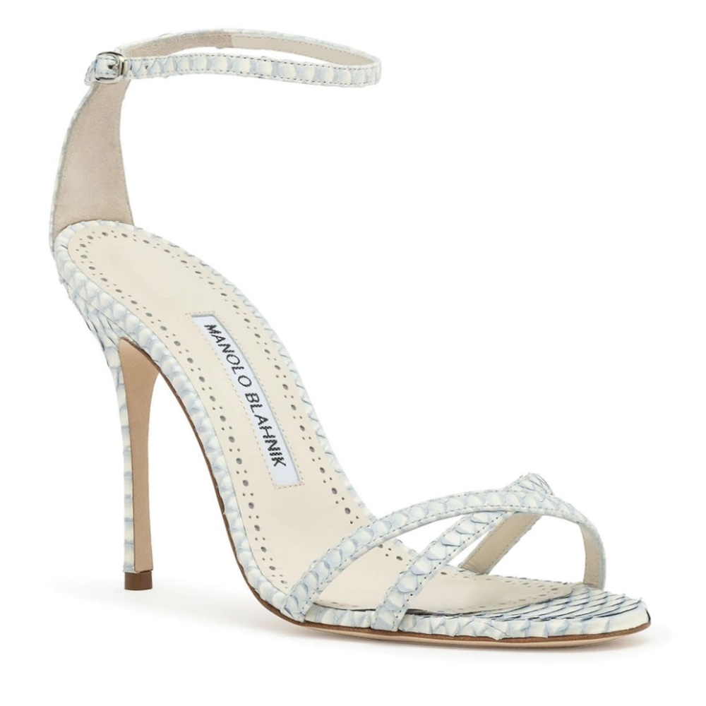 Manolo Blahnik Paloma 105 blue degrade snake sandals